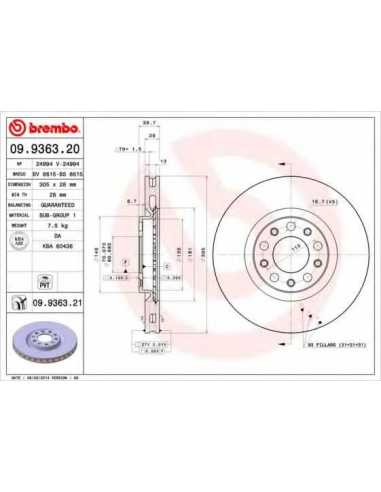 Pastillas de freno delanteras BREMBO 09.9363.21 - ALFA ROMEO 159 Sedán