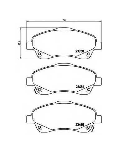 Pastillas de freno delanteras BREMBO P 83 046 - TOYOTA AVENSIS Sedán