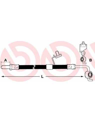 Latiguillo de frenos eje delantero derecha BREMBO T 24 083 - FORD ESCORT Mk V