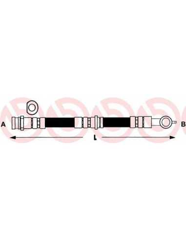 Latiguillo de frenos eje delantero izquierda/derecha BREMBO T 49 003 - MAZDA FAMILIA II