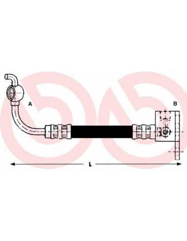 Latiguillo de frenos eje trasero derecha BREMBO T 49 042 - MAZDA MIATA I