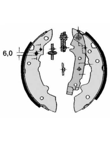 Zapata de freno eje trasero BREMBO S 68 508 - CITROËN LNA
