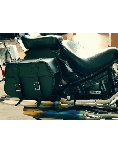 Alforjas moto custom de cuero desmontable con cremallera