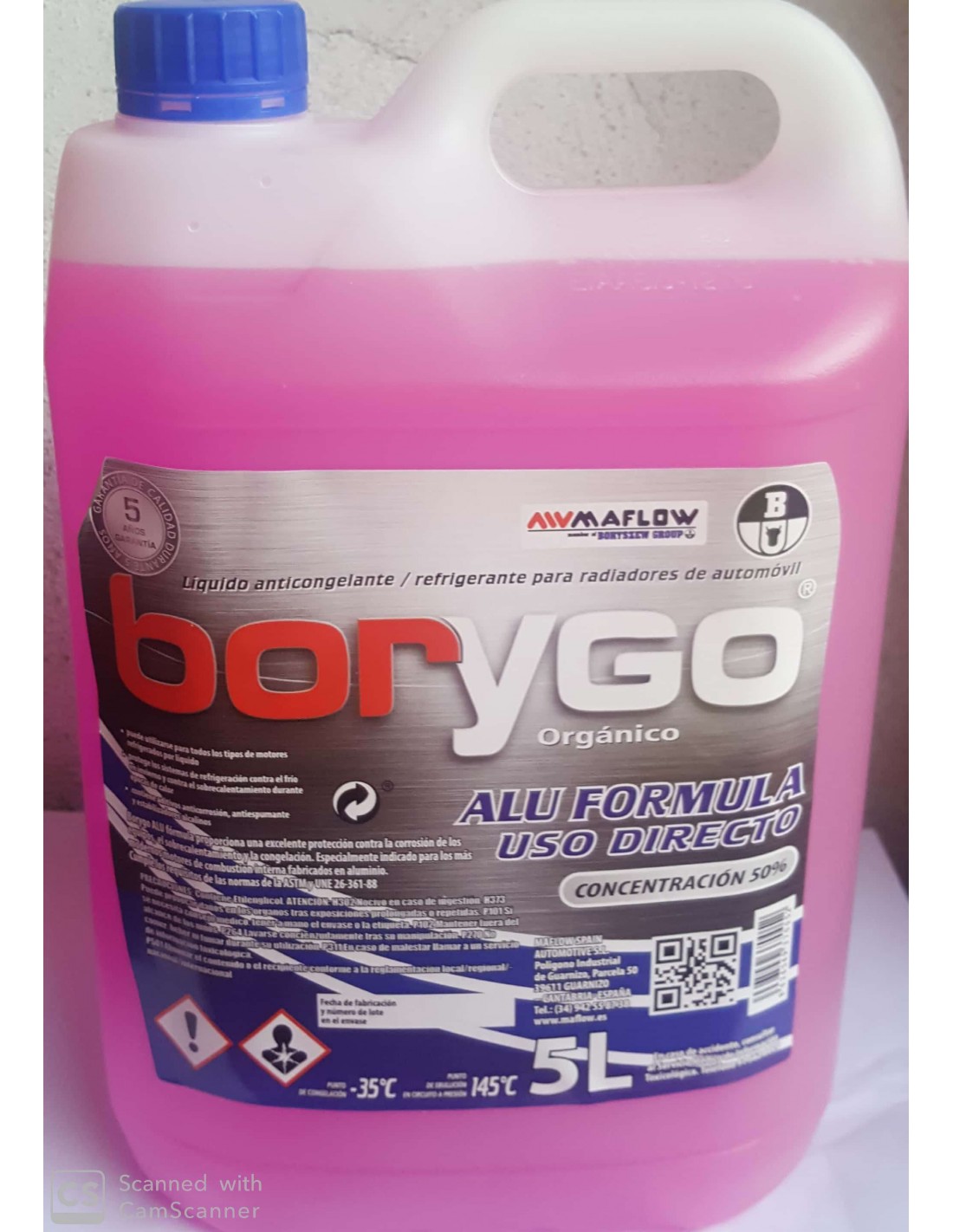 los padres de crianza Experto Subir Anticongelante Refrigerante rosa Borygo Alu Formula 50% 5L