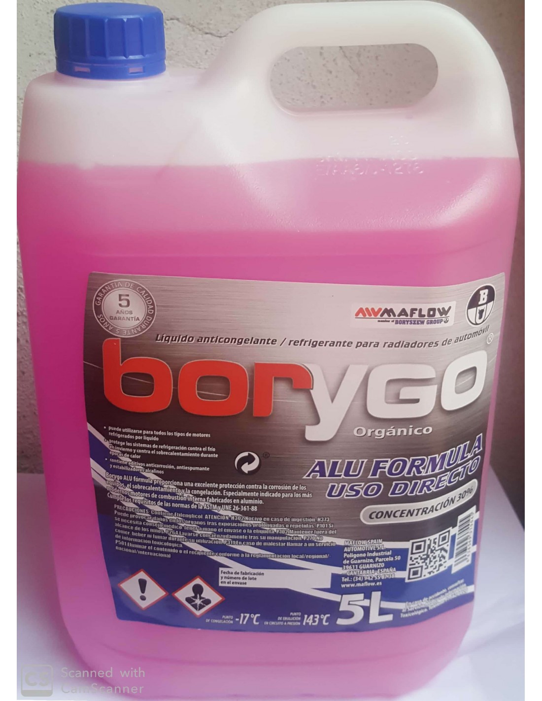 compacto Cliente tira Anticongelante Refrigerante rosa Borygo Alu Formula 30% 5L