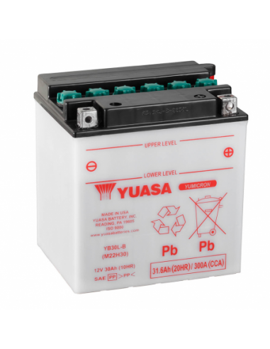 Batería Yuasa YB30L-B Dry charged (sin electrolito) - 12 V/30