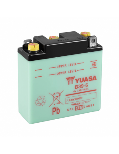 Batería Yuasa B39-6 Dry charged (sin electrolito) - 6 V/7