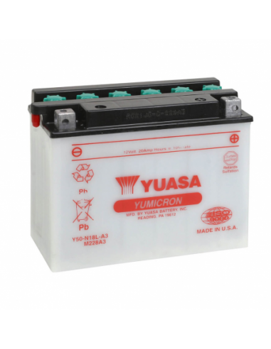 Batería Yuasa Y50-N18L-A3 Dry charged (sin electrolito) - 12 V/20