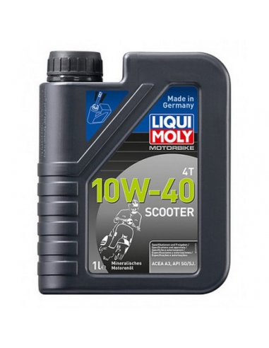 Botella de 1L aceite Liqui-Moly Mineral 10W-40 Scooter. 1618. 4100420016189