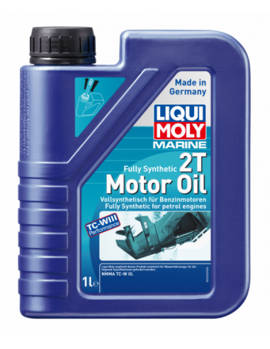 Botella 1L aceite de motor 2T marine 100% sintético Liqui-Moly NMMA TC-W3 Biodegradable. 25021. 4100420250217