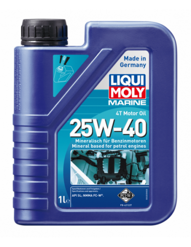 Botella 1L aceite de motor 4T marine mineral Liqui-Moly 25W-40 API SL