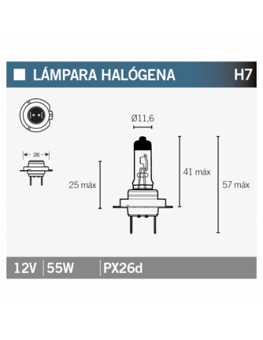 Bombillas H7 halógenas 12V 55W - BOMBILLAS FARO