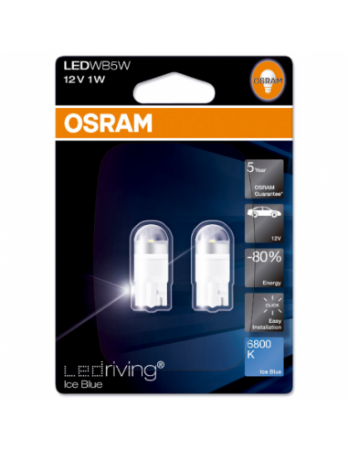 Blister de 2 lámparas OSRAM LED Retrofit 12V W5W 6800K Ice Blue. 2850BL-02B. 4008321875549