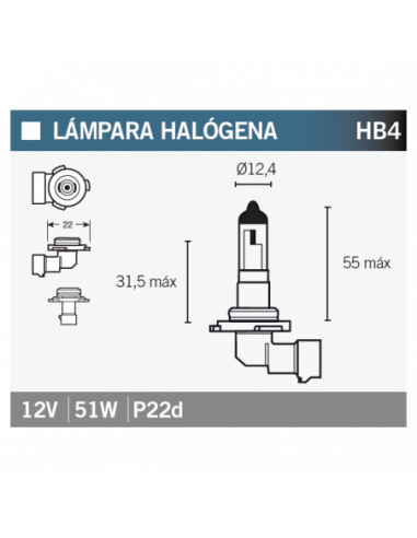 LAMPARA HALOGENA HB4. HB4. 8430525146457